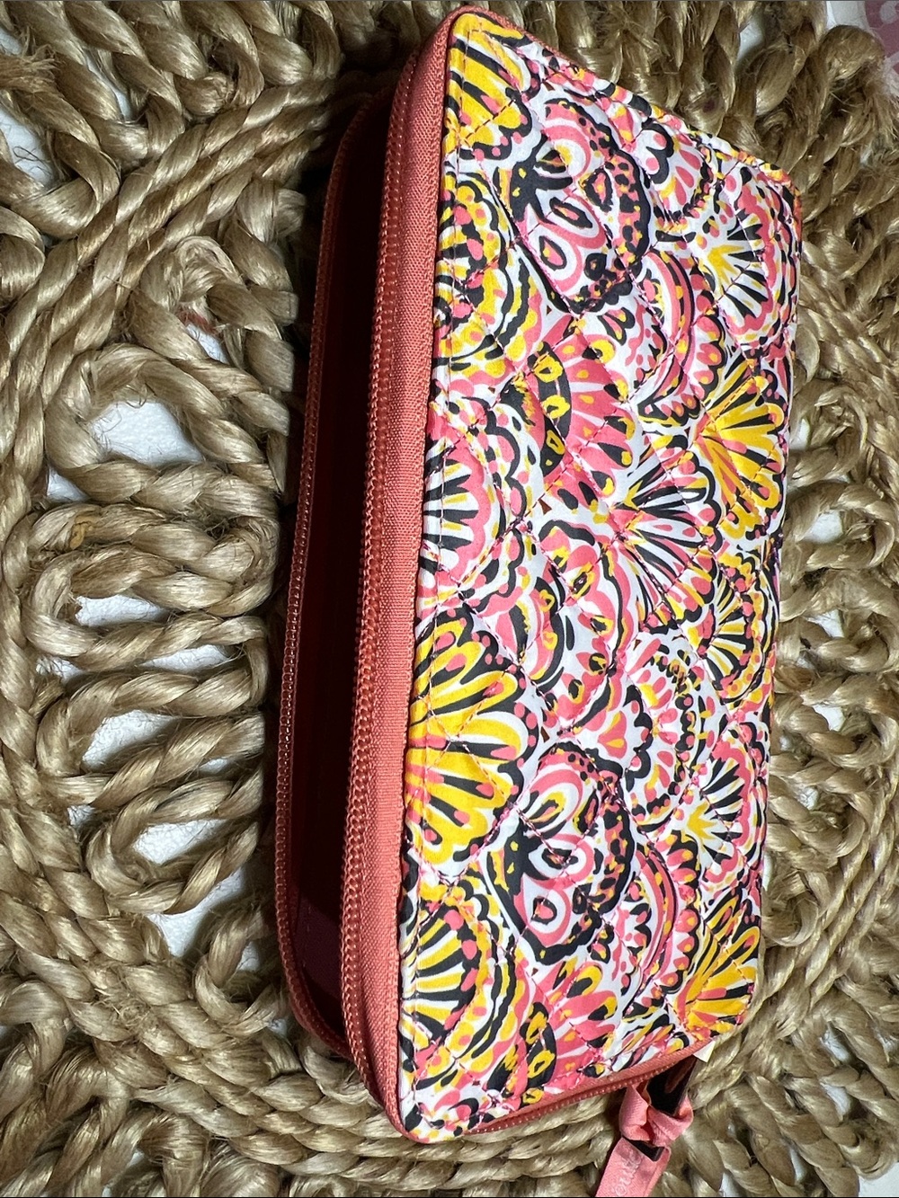 Simply Southern Quilted Shell Pink Yellow Printed Zip-Around Wallet - Picture 5 of 5